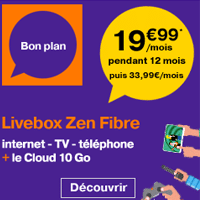 Bon plan Orange : Livebox Zen Fibre à 19,99€/mois pendant un an
