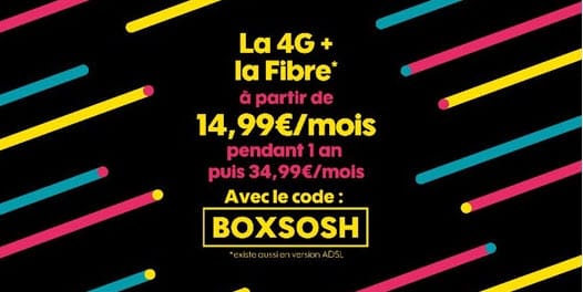 Promo Sosh : La 4G et la Fibre à partir de 14.99 euros avec la code BOXSOSH
