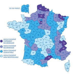 Carte de la dureté de l'eau en France